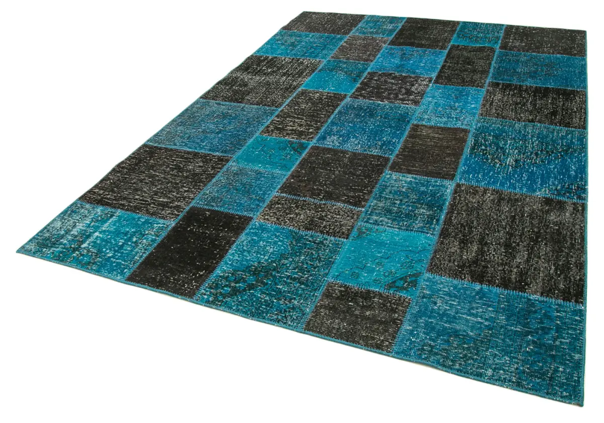 Patchwork Siyah Pamuk Üzerine Yün El Dokuma Kilim-200x297 - Görsel 3