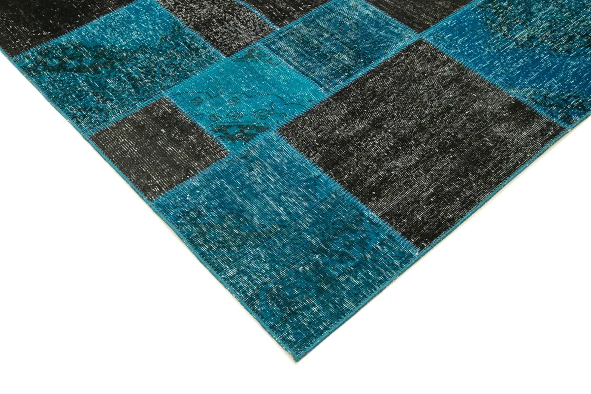 Patchwork Siyah Pamuk Üzerine Yün El Dokuma Kilim-200x297 - Görsel 4