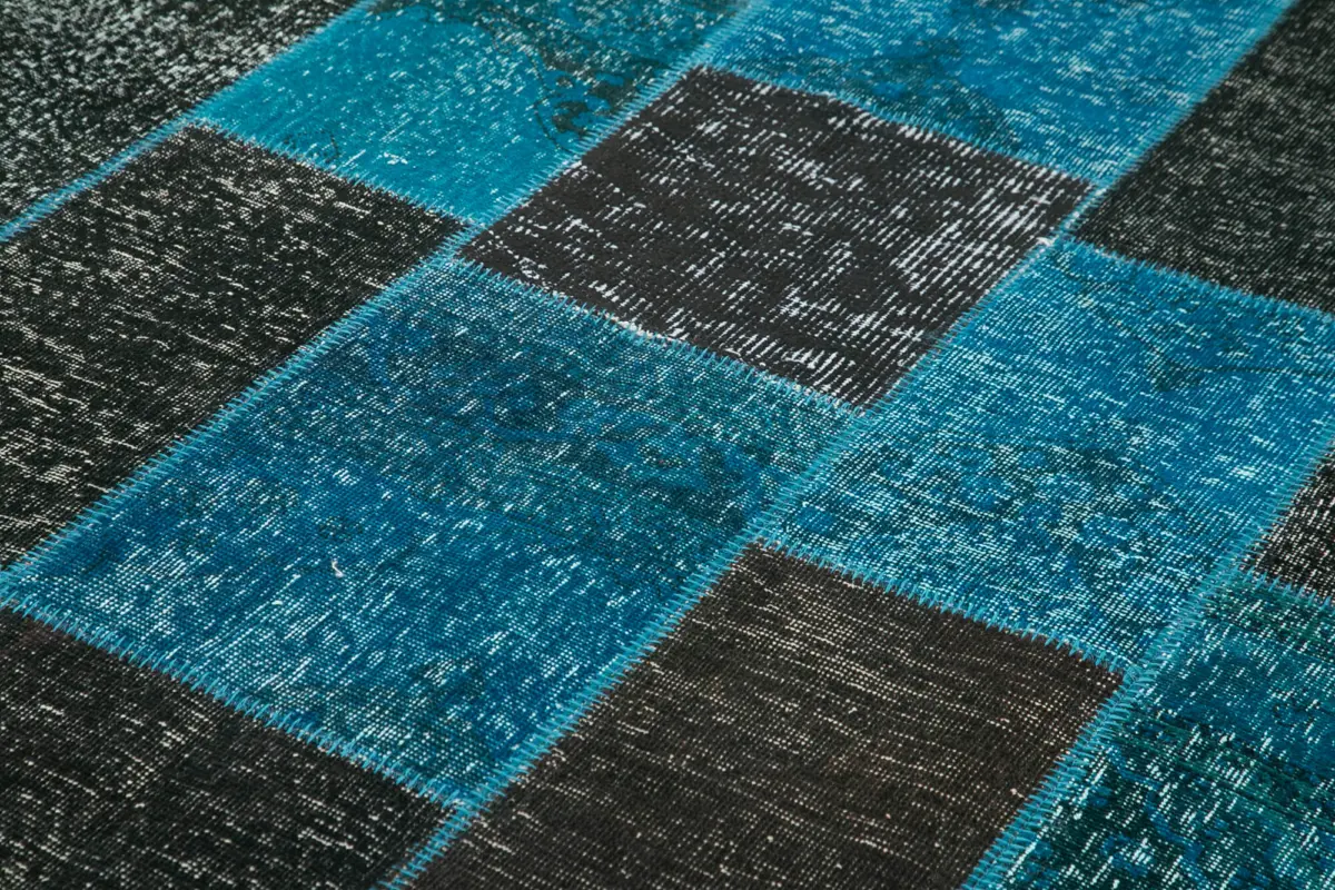 Patchwork Siyah Pamuk Üzerine Yün El Dokuma Kilim-200x297 - Görsel 5