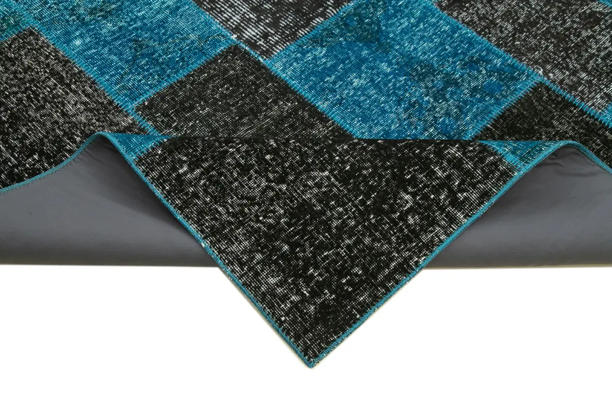 Patchwork Siyah Pamuk Üzerine Yün El Dokuma Kilim-200x297 - Görsel 6