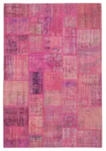 Patchwork Pembe Pamuk Üzerine Yün El Dokuma Kilim-202x298