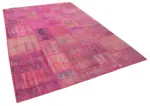 Patchwork Pembe Pamuk Üzerine Yün El Dokuma Kilim-202x298 - Görsel 2