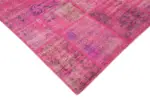 Patchwork Pembe Pamuk Üzerine Yün El Dokuma Kilim-202x298 - Görsel 4
