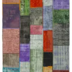 Patchwork Multi Pamuk Üzerine Yün El Dokuma Kilim-190x290