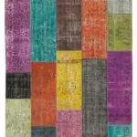 Patchwork Multi Pamuk Üzerine Yün El Dokuma Kilim-202x276