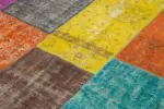 Patchwork Multi Pamuk Üzerine Yün El Dokuma Kilim-202x276 - Görsel 5