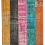 Patchwork Multi Pamuk Üzerine Yün El Dokuma Kilim-206x267
