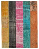 Patchwork Multi Pamuk Üzerine Yün El Dokuma Kilim-206x267