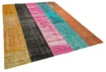 Patchwork Multi Pamuk Üzerine Yün El Dokuma Kilim-206x267 - Görsel 2