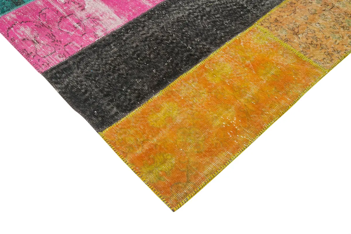 Patchwork Multi Pamuk Üzerine Yün El Dokuma Kilim-206x267 - Görsel 4