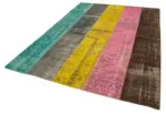 Patchwork Multi Pamuk Üzerine Yün El Dokuma Kilim-202x278 - Görsel 3