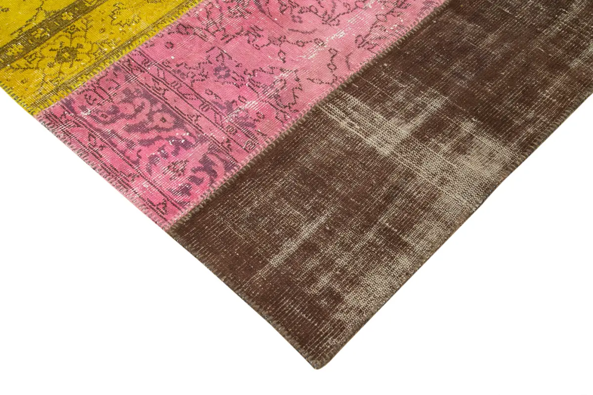 Patchwork Multi Pamuk Üzerine Yün El Dokuma Kilim-202x278 - Görsel 4