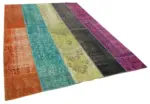 Patchwork Multi Pamuk Üzerine Yün El Dokuma Kilim-205x290 - Görsel 2