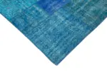 Patchwork Mavi Pamuk Üzerine Yün El Dokuma Kilim-205x305 - Görsel 4
