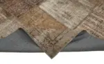 Patchwork Kahverengi Pamuk Üzerine Yün El Dokuma Kilim-203x303 - Görsel 6