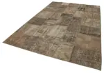Patchwork Kahverengi Pamuk Üzerine Yün El Dokuma Kilim-202x303 - Görsel 3