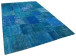 Patchwork Mavi Pamuk Üzerine Yün El Dokuma Kilim-206x298 - Görsel 2