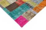 Patchwork Multi Pamuk Üzerine Yün El Dokuma Kilim-202x302 - Görsel 4