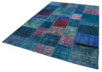 Patchwork Mavi Pamuk Üzerine Yün El Dokuma Kilim-202x300 - Görsel 3