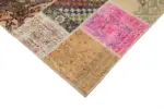 Patchwork Multi Pamuk Üzerine Yün El Dokuma Kilim-205x300 - Görsel 4