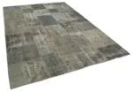 Patchwork Gri Pamuk Üzerine Yün El Dokuma Kilim-202x300 - Görsel 2