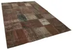 Patchwork Kahverengi Pamuk Üzerine Yün El Dokuma Kilim-202x298 - Görsel 2