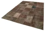 Patchwork Kahverengi Pamuk Üzerine Yün El Dokuma Kilim-202x298 - Görsel 3