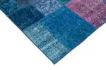 Patchwork Mavi Pamuk Üzerine Yün El Dokuma Kilim-203x300 - Görsel 4