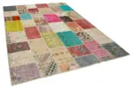 Patchwork Multi Pamuk Üzerine Yün El Dokuma Kilim-208x296 - Görsel 2