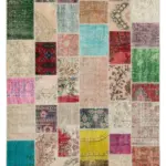 Patchwork Multi Pamuk Üzerine Yün El Dokuma Kilim-210x300