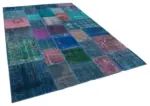 Patchwork Mavi Pamuk Üzerine Yün El Dokuma Kilim-204x300 - Görsel 2
