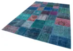 Patchwork Mavi Pamuk Üzerine Yün El Dokuma Kilim-204x300 - Görsel 3