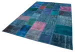 Patchwork Mavi Pamuk Üzerine Yün El Dokuma Kilim-202x300 - Görsel 3