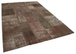 Patchwork Kahverengi Pamuk Üzerine Yün El Dokuma Kilim-203x300 - Görsel 2