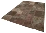 Patchwork Kahverengi Pamuk Üzerine Yün El Dokuma Kilim-203x300 - Görsel 3