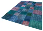 Patchwork Mavi Pamuk Üzerine Yün El Dokuma Kilim-203x300 - Görsel 3