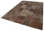 Patchwork Kahverengi Pamuk Üzerine Yün El Dokuma Kilim-204x299 - Görsel 3