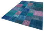 Patchwork Mavi Pamuk Üzerine Yün El Dokuma Kilim-203x300 - Görsel 3