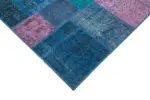 Patchwork Mavi Pamuk Üzerine Yün El Dokuma Kilim-203x300 - Görsel 4