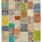 Patchwork Multi Pamuk Üzerine Yün El Dokuma Kilim-206x297