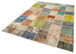 Patchwork Multi Pamuk Üzerine Yün El Dokuma Kilim-206x297 - Görsel 3