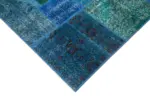 Patchwork Mavi Pamuk Üzerine Yün El Dokuma Kilim-205x300 - Görsel 4