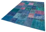 Patchwork Mavi Pamuk Üzerine Yün El Dokuma Kilim-202x300 - Görsel 3