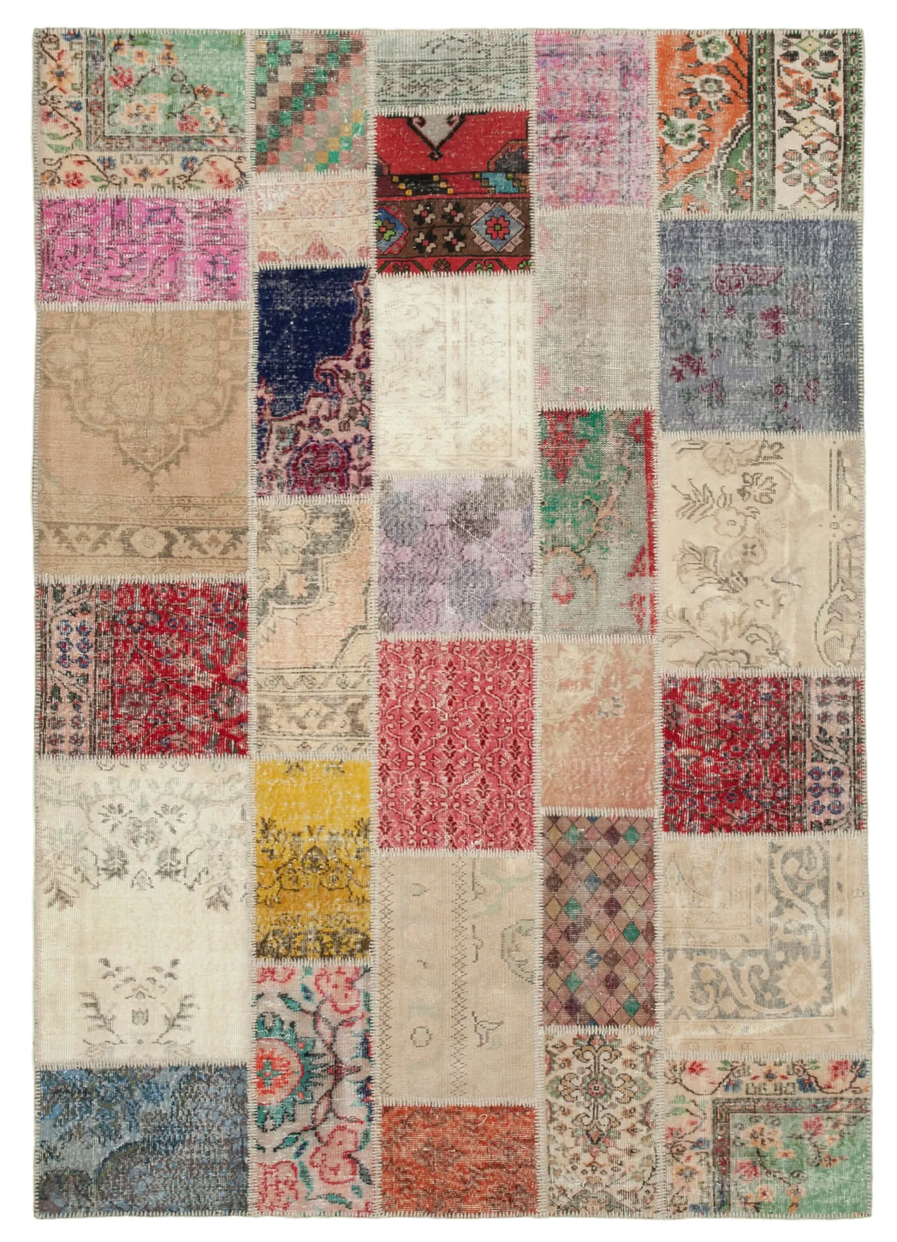 Rc_24051_0_Multicolor_Patchwork_Rugs Patchwork Multi Pamuk Üzerine Yün El Dokuma Kilim-203x292 - Görsel 1