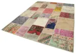 Patchwork Multi Pamuk Üzerine Yün El Dokuma Kilim-203x292 - Görsel 3