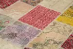 Patchwork Multi Pamuk Üzerine Yün El Dokuma Kilim-203x292 - Görsel 5