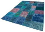 Patchwork Mavi Pamuk Üzerine Yün El Dokuma Kilim-203x300 - Görsel 3