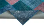 Patchwork Mavi Pamuk Üzerine Yün El Dokuma Kilim-203x300 - Görsel 6