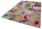 Patchwork Multi Pamuk Üzerine Yün El Dokuma Kilim-204x300 - Görsel 3