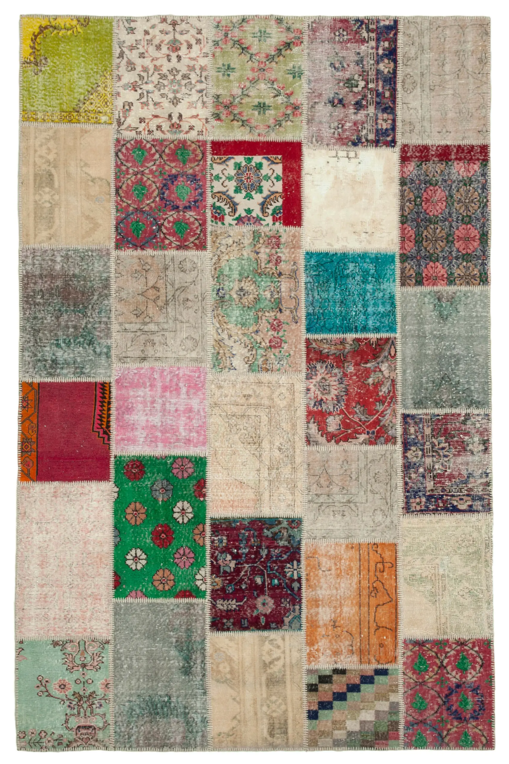Rc_24058_0_Multicolor_Patchwork_Rugs Patchwork Multi Pamuk Üzerine Yün El Dokuma Kilim-198x305 - Görsel 1